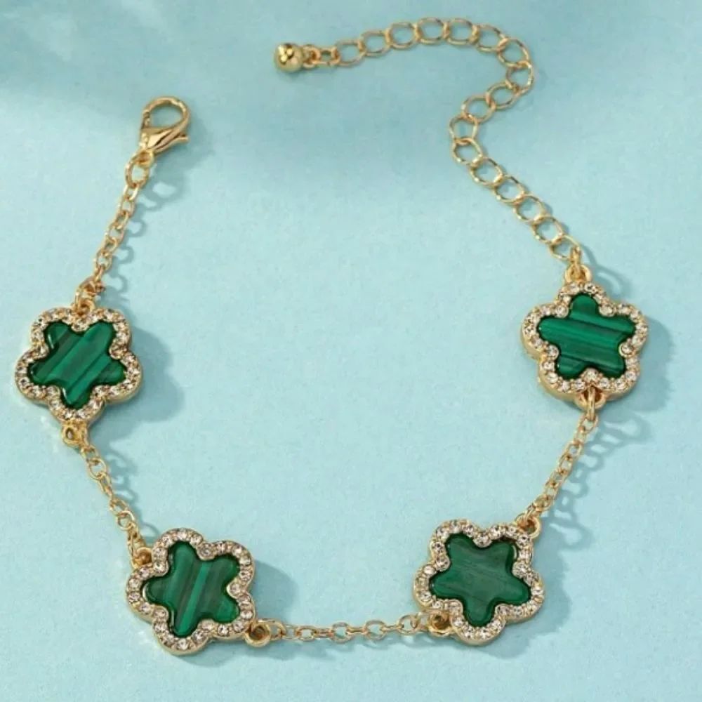 Chic Green Five Leaf Clover Bracelet